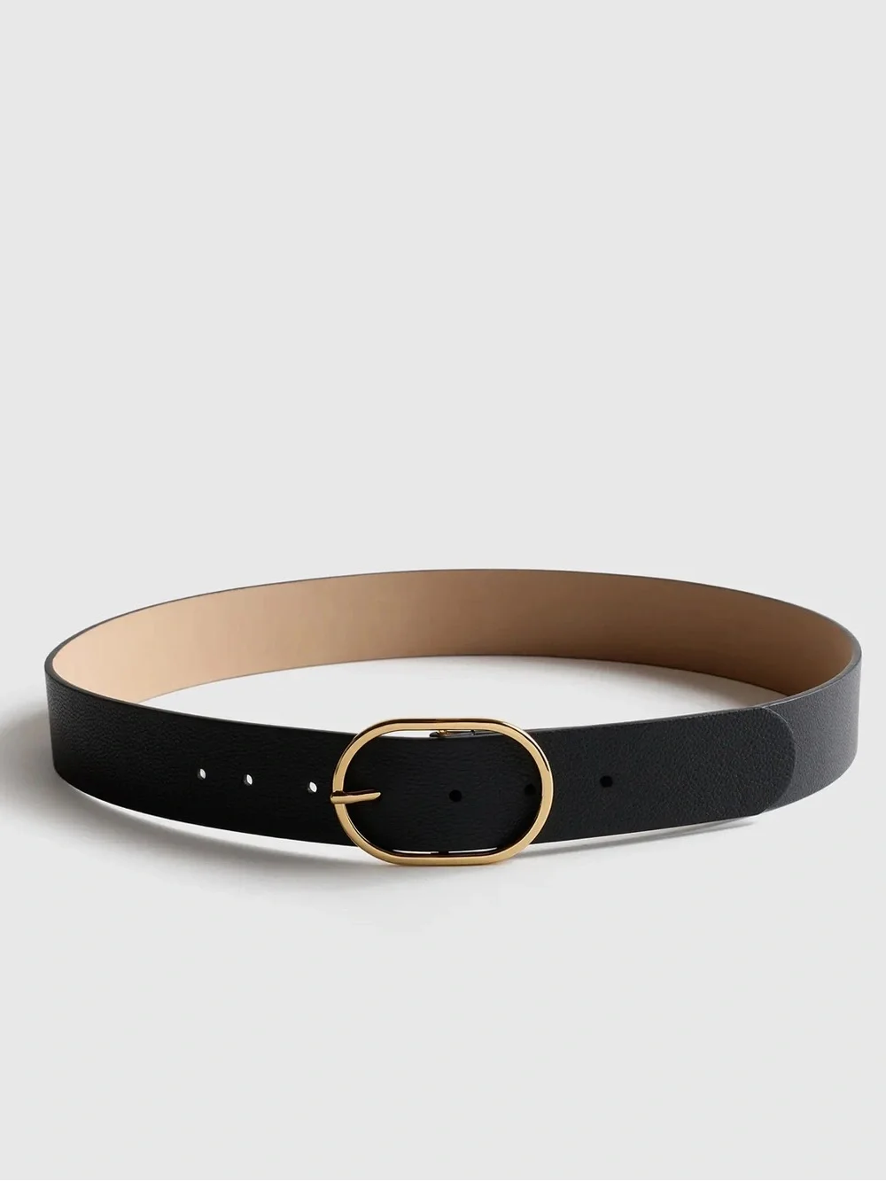 NWT Quince Cleo Oval European Black Leather Belt Size S